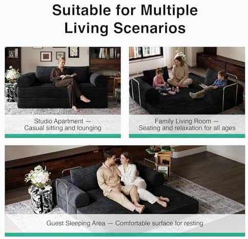 Novilla 75" Convertible Futon Sofa Bed, Boneless Couch with Smarts Coil®...