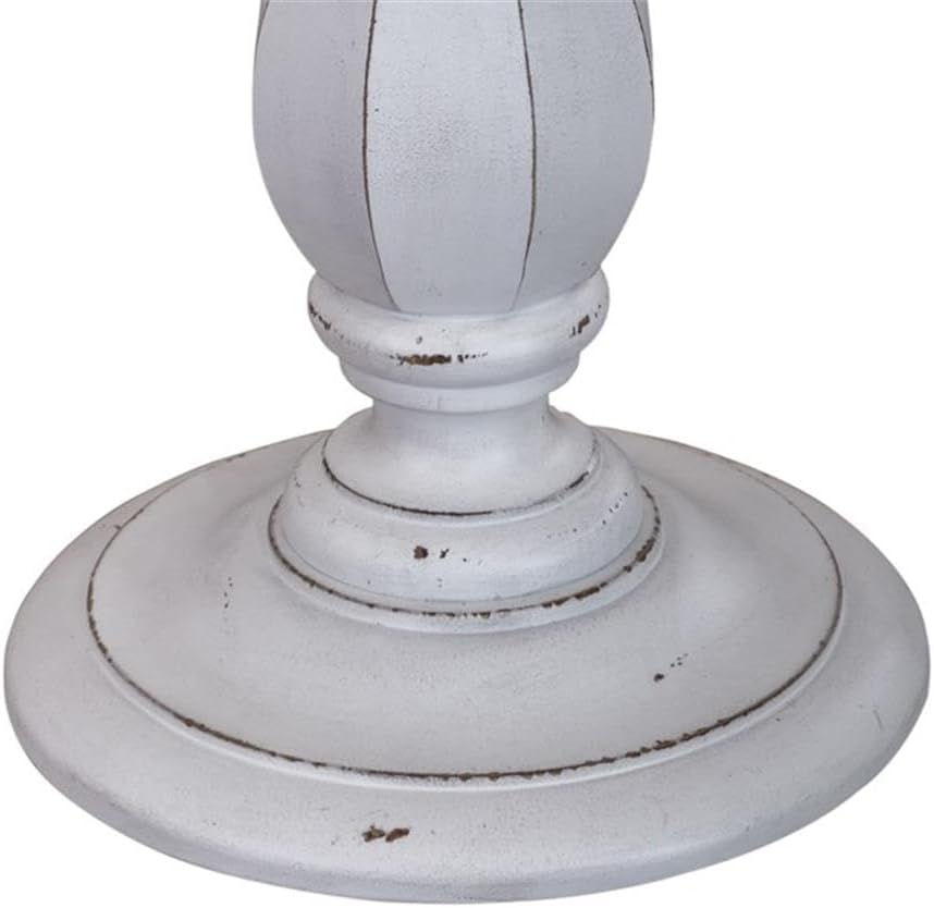 Pemberly Row Round Accent Table, Antique White Finish with Weathered Brown To...