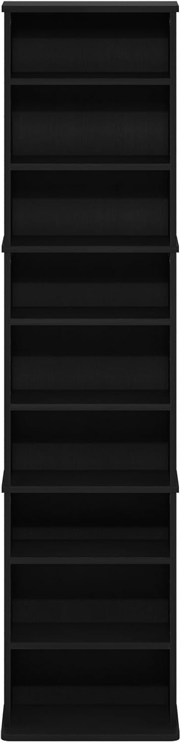 Furinno Jaya DVD Shelf, 9-Shelf Tall Narrow CD Rack, Media Shelf with Adjusta...