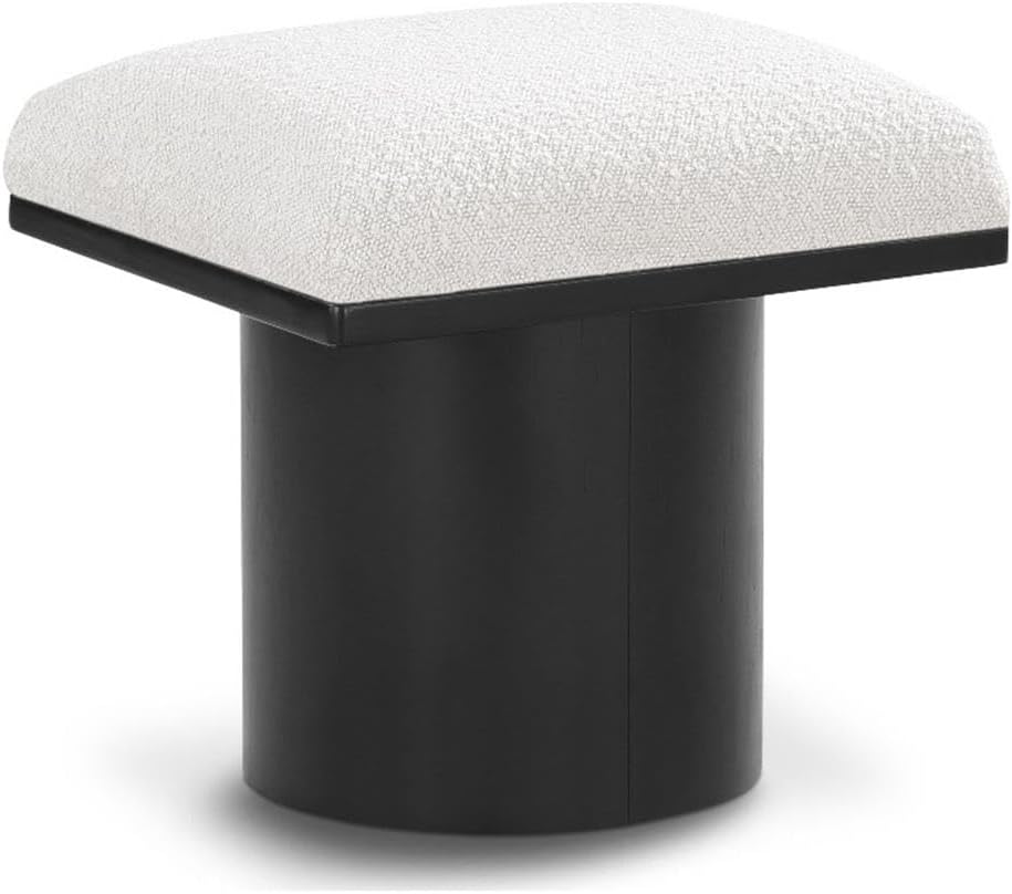 MAKLAINE Cream Boucle Fabric Bench/Stool, 15.5" W x 18" D x 17.5&qu...