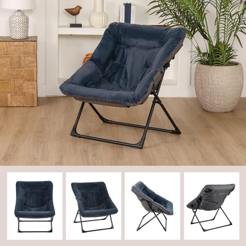 Comfy Saucer Chair for Adults, Soft Faux Fur Bedroom Chair, Accent Dorm Chair...