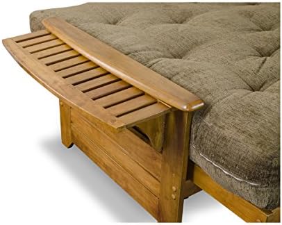 Nirvana Futons Brentwood Tray Arm Futon Frame, Drawers, and Microfiber Fudge ...