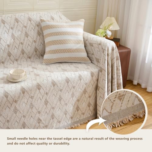 Carriediosa Farmhouse Diamond Pattern Chenille Couch Cover for Sofa 91x134