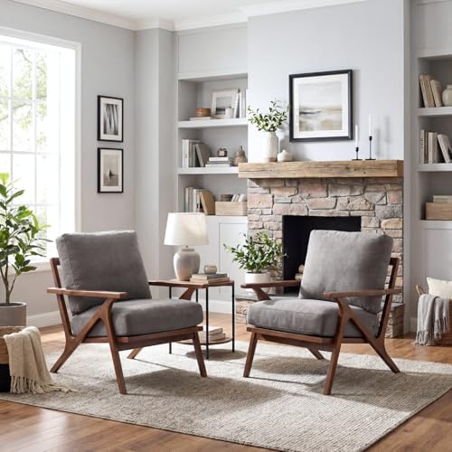chairus Mid-Century Modern Accent Chair, Comfy Upholstered Lounge Armchair wi...