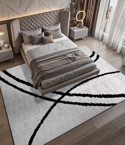 YIHOUSE Modern Area Rugs for Living Room, 8x10 Washable Black and White Rug, ...