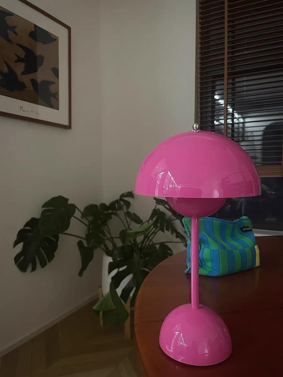 Flower Bud Lamp, Cordless Rechargeable Mushroom Table Lamp, Pink