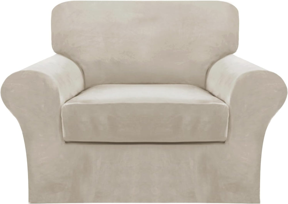 FantasDecor 2 Piece Chair Sofa Covers Velvet for Living Room Slipcovers with ...