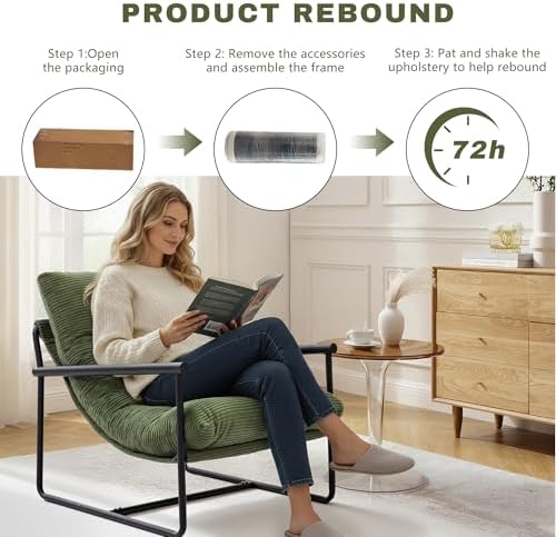 Modern Accent Chair Set of 2, Living Room Chair with Metal Frame,Upholstered ...
