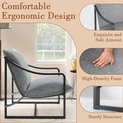 Accent Chairs Set of 2, Metal Frame Sling Outdoor Chairs with Metal Frame and...