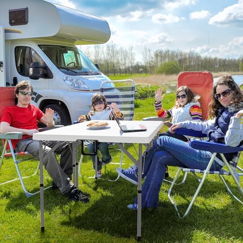 VINGLI 34" Fold in Half Square Table, Bi-Folding Commercial Portable Pla...