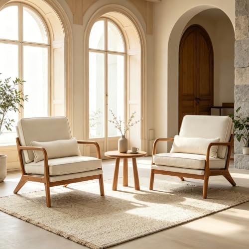 Karl home Mid-Century Modern Accent Reading Chair, Beige