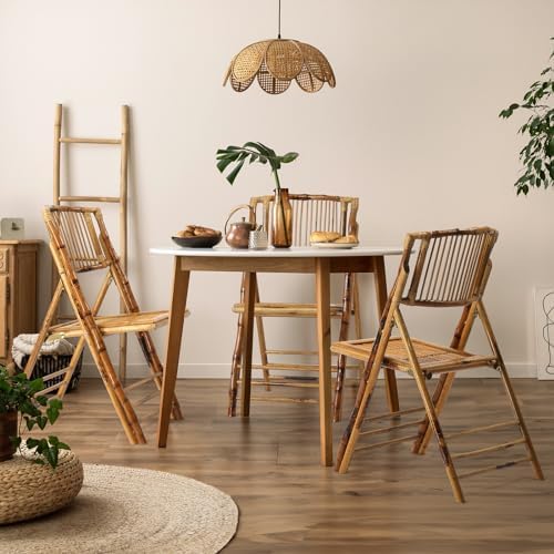 VINGLI Bamboo Folding Chair, Foldable Dining Wood Chairs Comfortable Seat for...