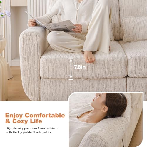 38'' Oversized Accent Chair with Under Seat Storage,Chenille,White