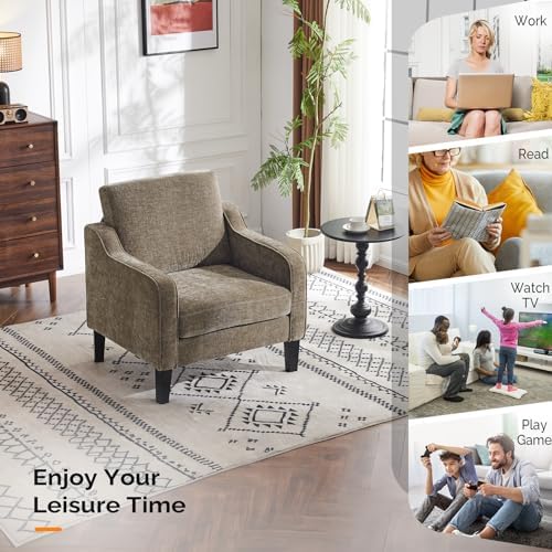 VINGLI Accent Chairs Set of 2, Chenille Upholstered Armchair Living Room