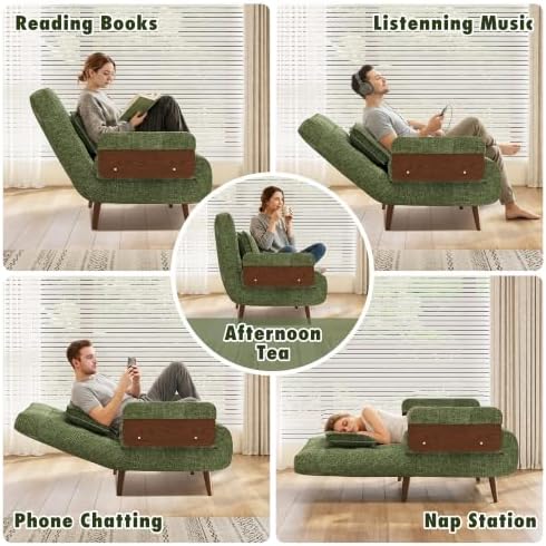 JASIWAY 37" Mid-Century Convertible Sofa Chair Bed Sleeper for Adult, Futon