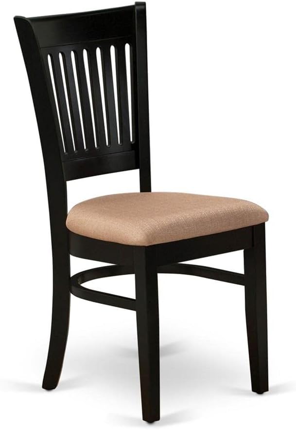 East West Furniture VAC-BLK-C Vancouver Dining Chairs - Linen Fabric Upholste...