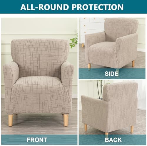 KRFOONN Stretch Chair Covers with Arms Jacquard 1-Piece Mid Century Modern Ar...