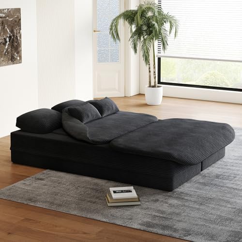 Antetek Convertible Sleeper Sofa, Modern Folding Futon Corduroy Floor Foam Co...