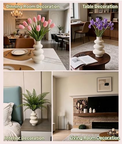 Steviieden Ceramic Vases Set, Boho Home Decor Vase, Off White, Set of 2