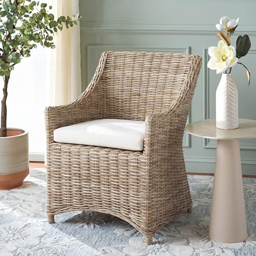 Safavieh Home Collection Ventura Brown and White Washed Arm Chair