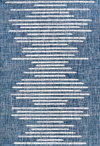 JONATHAN Y Stripe Geometric Indoor Outdoor Area Rug 8X10 Blue/Ivory, Zolak Be...