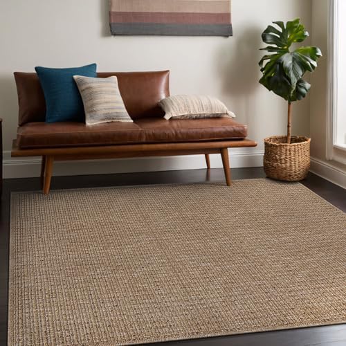 Beverly Rug Easy Jute Natural Rug 8x10 Solid Washable Durable Outdoor Indoor ...