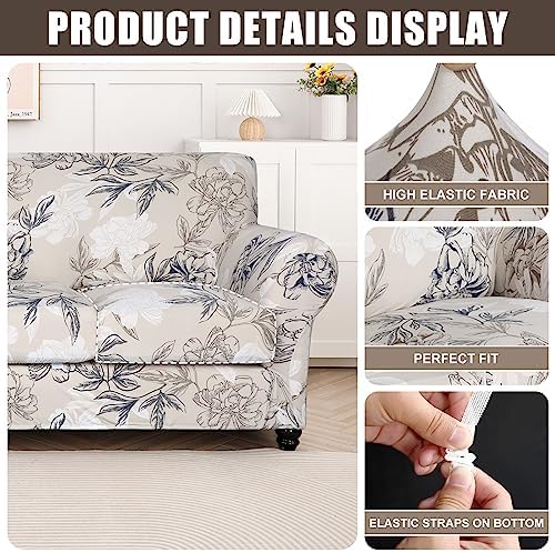 SearchI Stretch Sofa Cover Printed Couch Covers, Floral Pattern 2 Piece Armch...