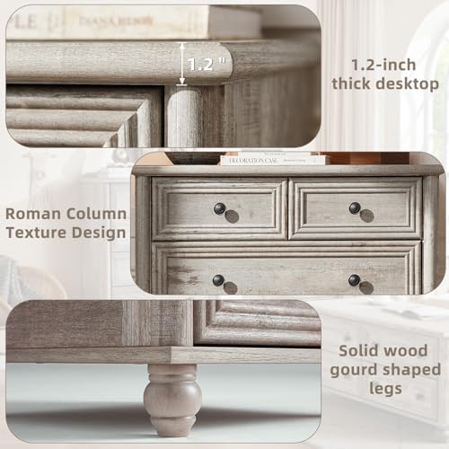 RWYHG Farmhouse 6 Drawer Dresser, 43.5" Tall Chest of Drawers for Bedroom