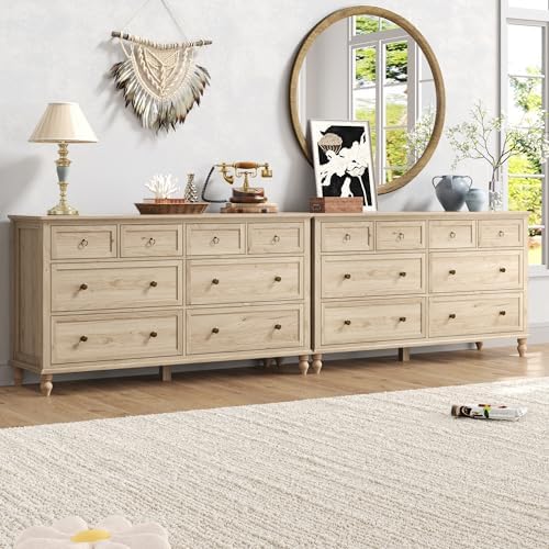 chartustriable 65inch Large Long Drawer Dresser w/Deep Drawers,Rustic Wood 8 ...