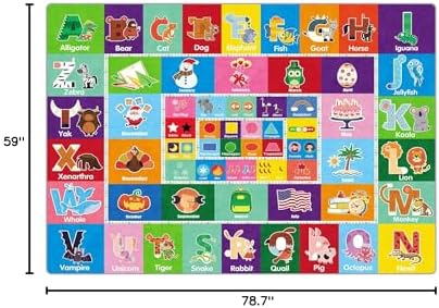 PartyKindom Kids Play Rug Mat Playmat with Non-Slip Design (78.7 x 59 inch)