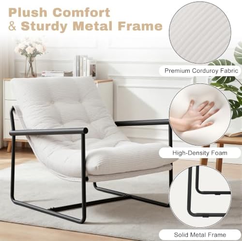 Modern Accent Chair for Living Room,Arm Chair with Metal Frame,Upholstered Ar...