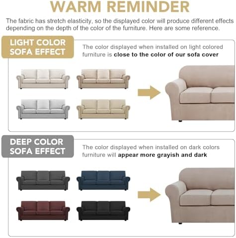 H.VERSAILTEX 4 Piece Stretch Sofa Covers for 3 Cushion Couch Covers for Livin...