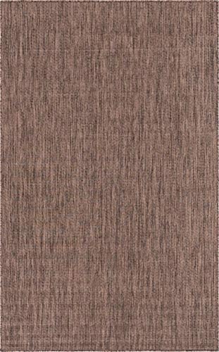Unique Loom Collection Casual Transitional Solid Heathered Indoor/Outdoor Fla...