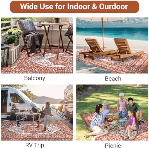 GarveeHome Outdoor Rugs 8x10 Waterproof Reversible Outdoor Plastic Straw Rug ...