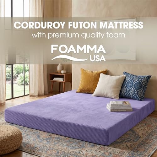 FoammaUSA Premium Corduroy Futon Couch Mattress – Made in USA 6-Inch Memory F...