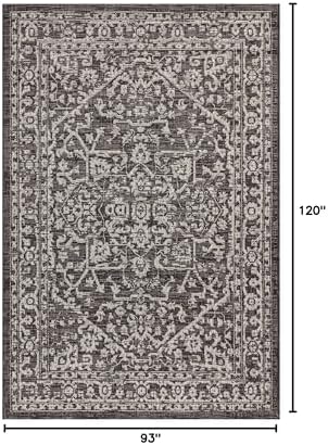 JONATHAN Y Boho Medallion Indoor Outdoor Area Rug 8X10 Black/Gray, Malta Text...