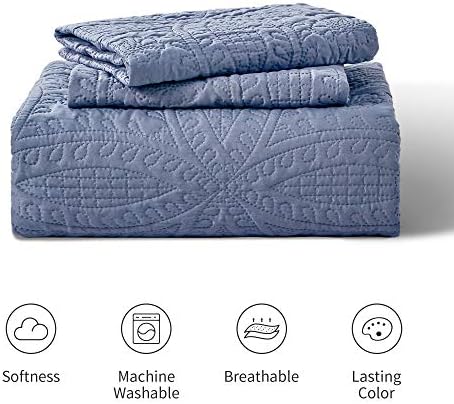 Love's cabin Quilts for Queen Bed Blue Bedspreads - Soft Bed Summer Light...