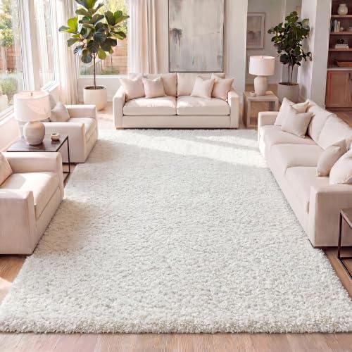 JONATHAN Y Mercer Shag Plush White Indoor Area Rug, 8x10, Transitional, Moder...