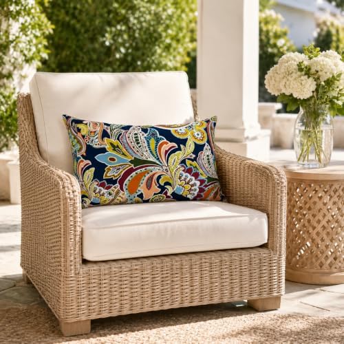 Pack of 2 Patio Lumbar Pillows 12"x20" | Fade Resistant Outdoor Wat...
