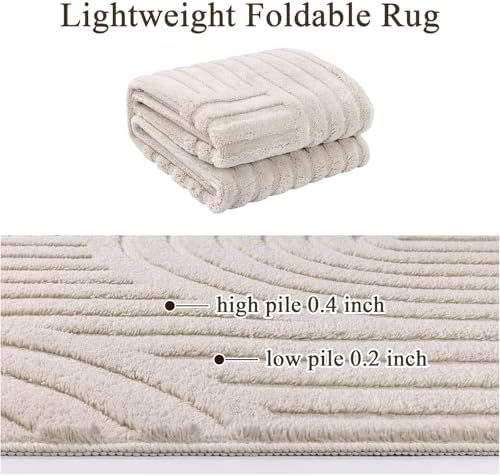 SHACOS Soft Cozy Fluffy Arch Pattern High Low Pile Area Rugs 9'x12' L...