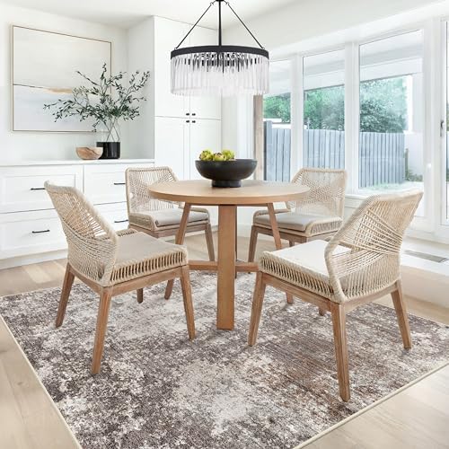 7x7 Area Rug Square Washable – Non-Slip Soft Indoor Carpet for Dining Room Li...