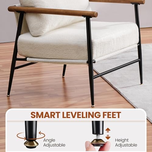 Yaheetech Accent Chair, Modern Living Room Chair, Ivory