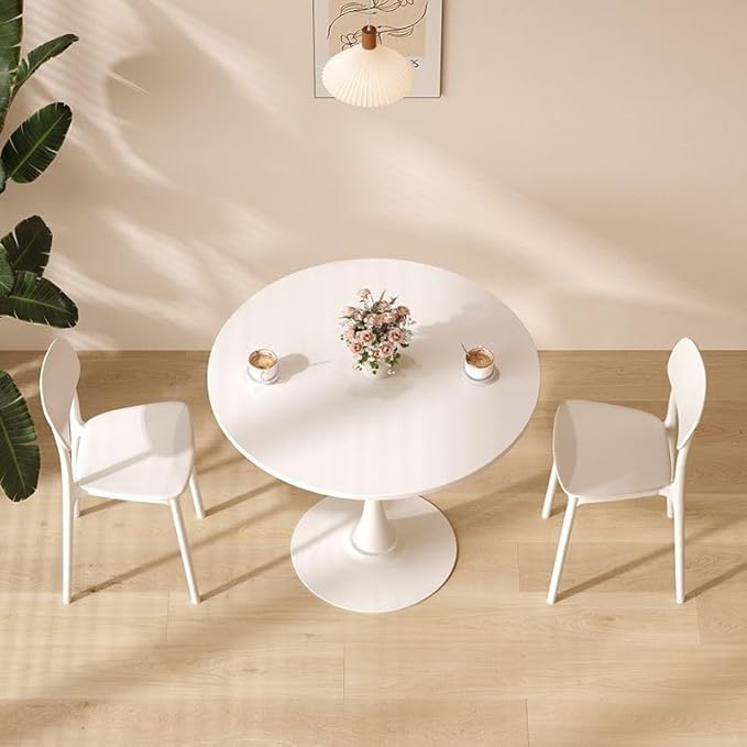 24" Round Dining Table for 2 MDF Table Top and Heavy Metal Dining Table ...