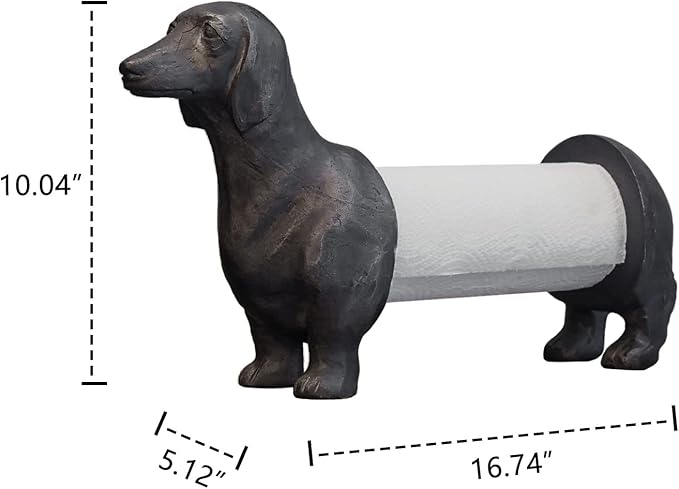 Vintage Dachshund Dog Paper Towel Holder Black Wiener Dog Tissue Towel Display