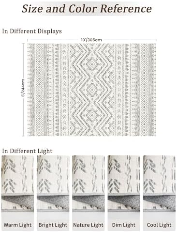 Miukiki 8x10 Area Rug for Living Room, Washable Soft Non Slip Rug Grey