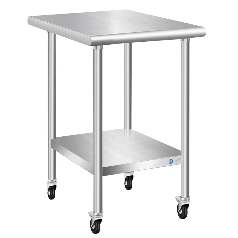 KUARBARR Stainless Steel Table with Wheels Commercial Stainless Kitchen Prep ...