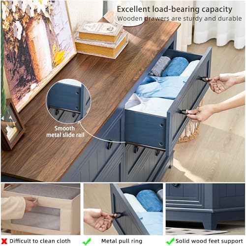 Joaxswe Farmhouse Dresser and Nightstand Sets 3 Piece, Blue