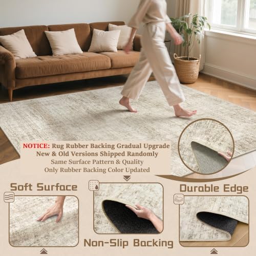 Cochyean 8x10 Area Rugs Abstract Large Area Rug Living Room Rug,Light Brown