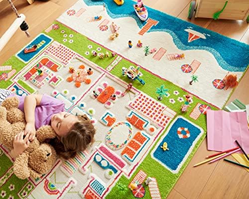 IVI 3D Play Carpet 71 x 52.5 Inch Educational Beach House Soft and Cozy Floor...