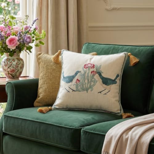 patdrea French Vintage Linen Throw Pillow Cover,18"x18",Set of 2-Ce...